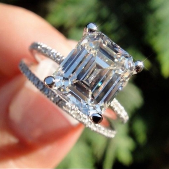 4CT Gold Filled Sapphire Engagement Ring Set - Picture 3 of 5